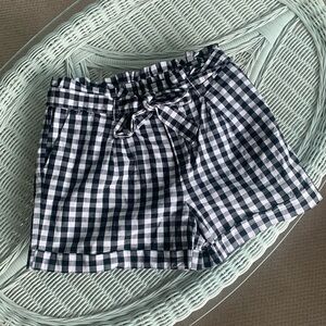 Gingham paperbag waist shorts
